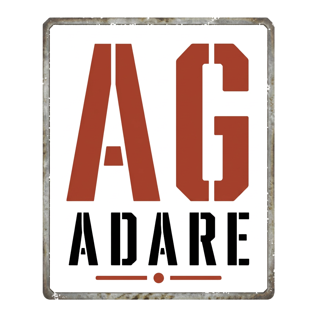 A G Adare author logo — stencil A G over Adare